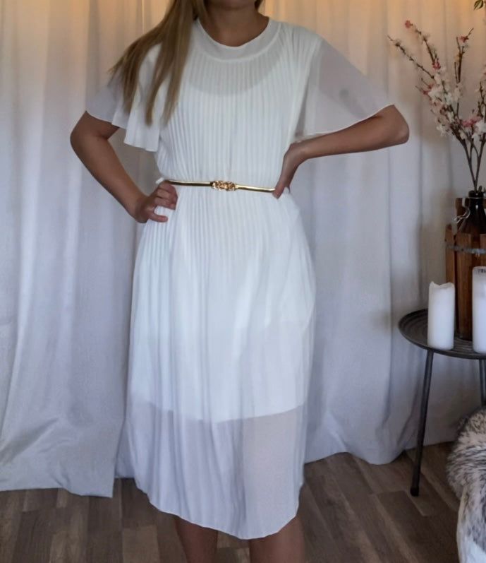 Plisserad klänning SOFIA Vit