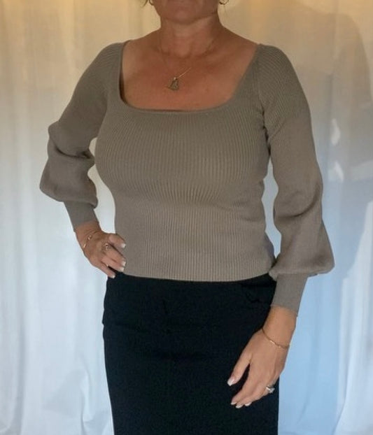 Puff sleeve sweater Taupe