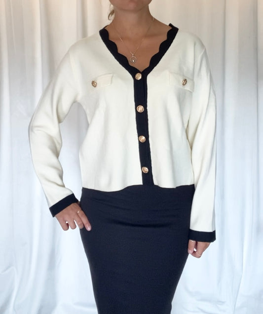 V-neck cardigan with gold buttons