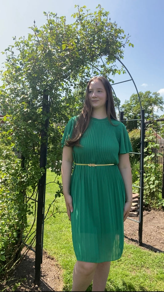 Plisserad klänning SOFIA Grön