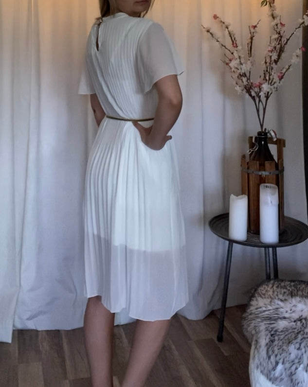 Plisserad klänning SOFIA Vit